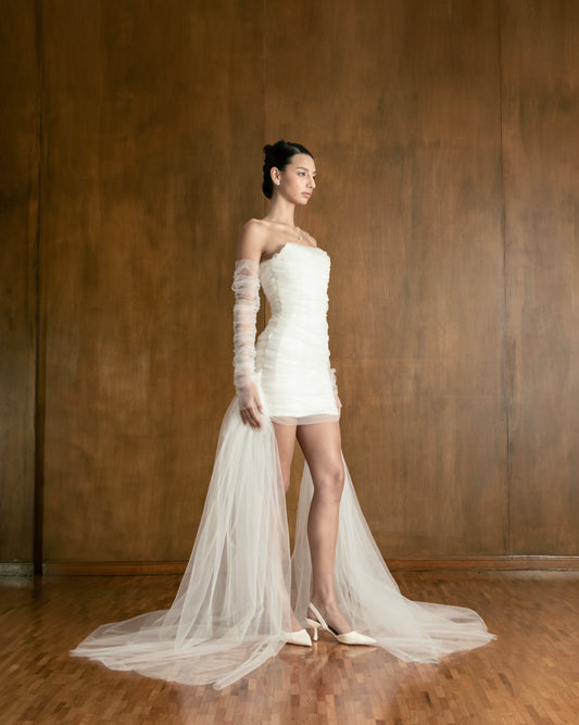 Pleated Tulle Sleeves