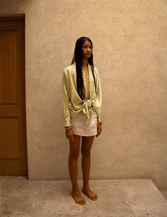 Linen Mini Skirt with Linen