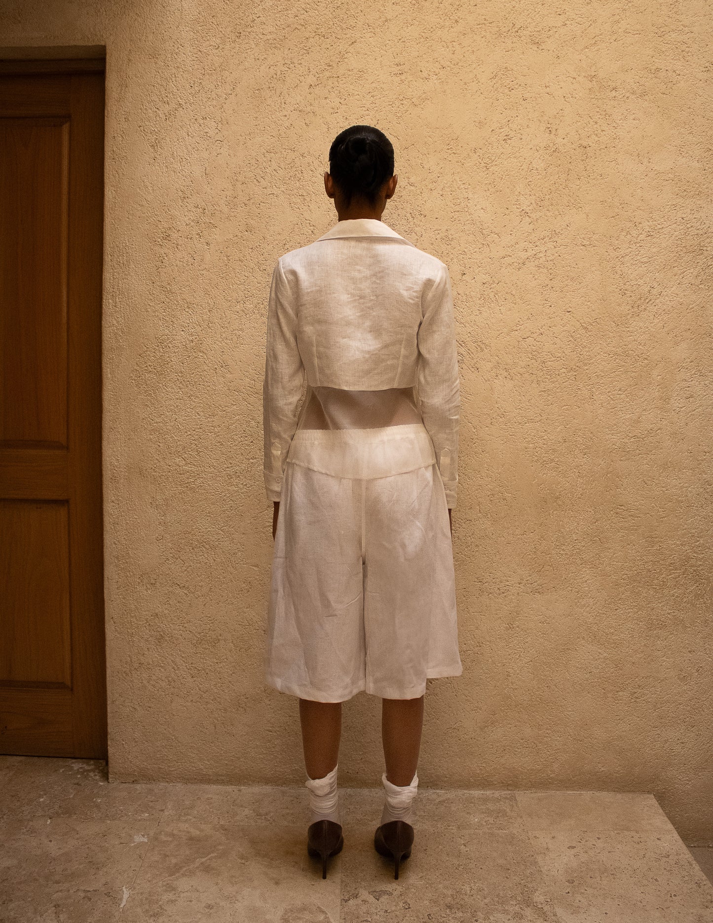 Chemise en lin et organza pour femme