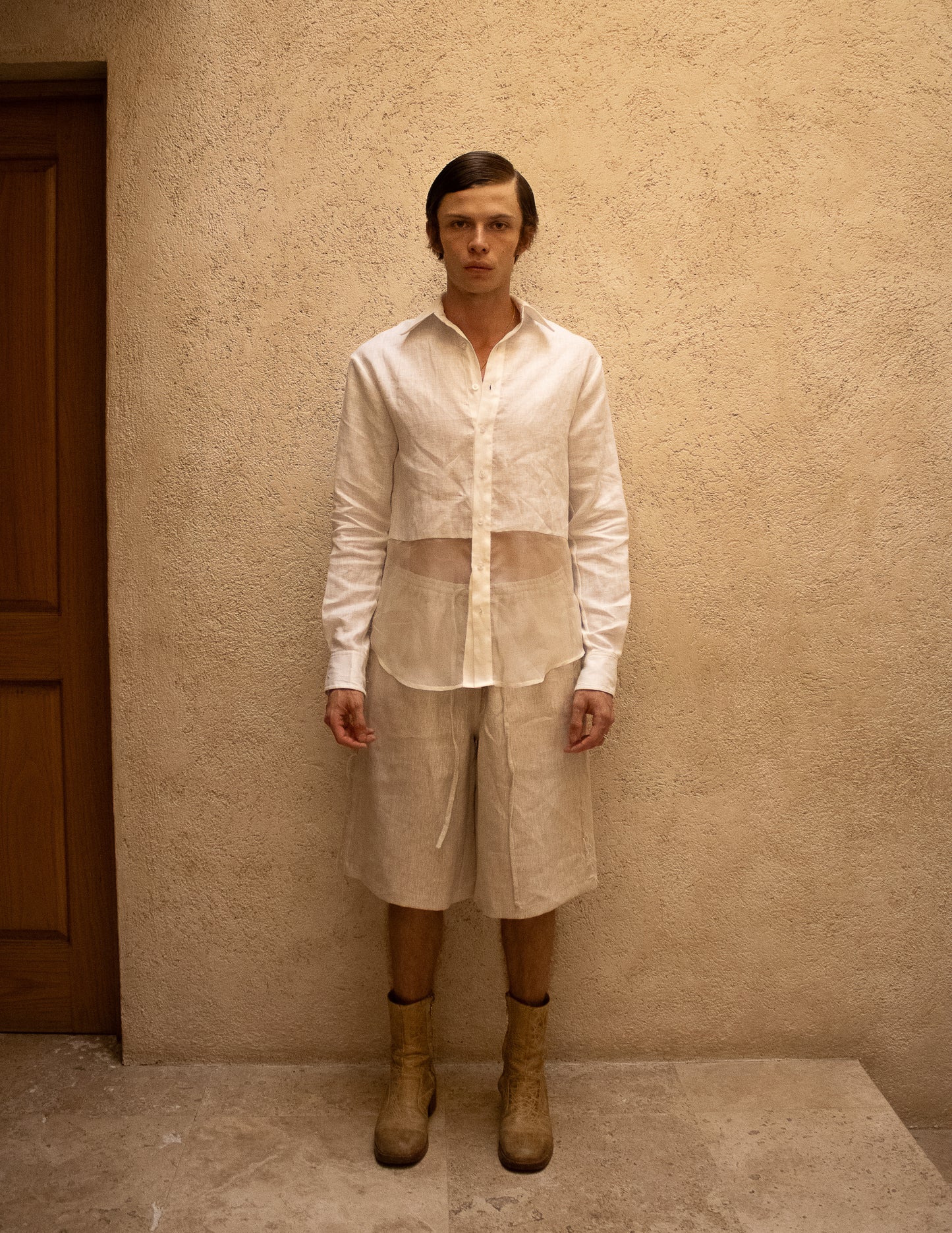Men's Linen Shirt with Organza