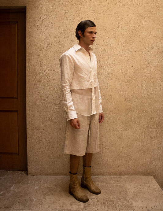 Men's Linen Shirt with Organza