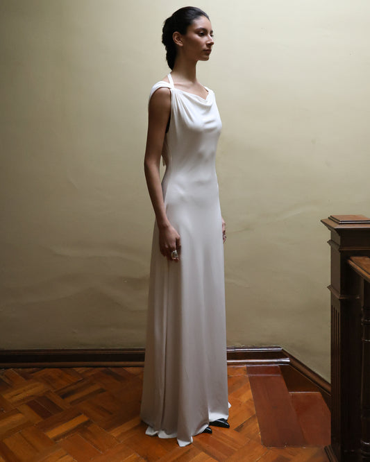 Vestido Drapeado de Seda