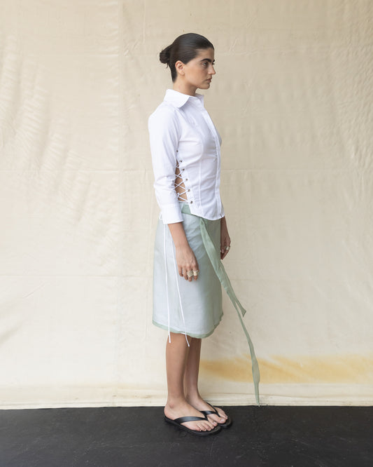 Falda Midi con Organza