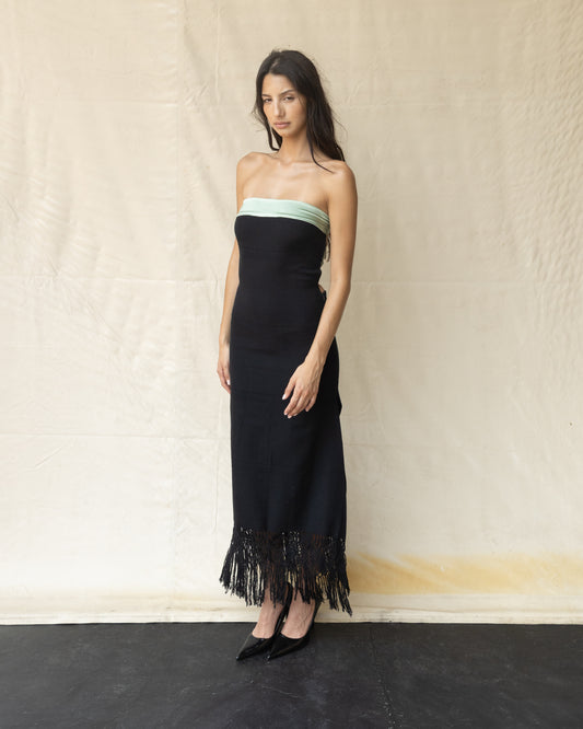 Vestido de Algodón Tejido con Seda