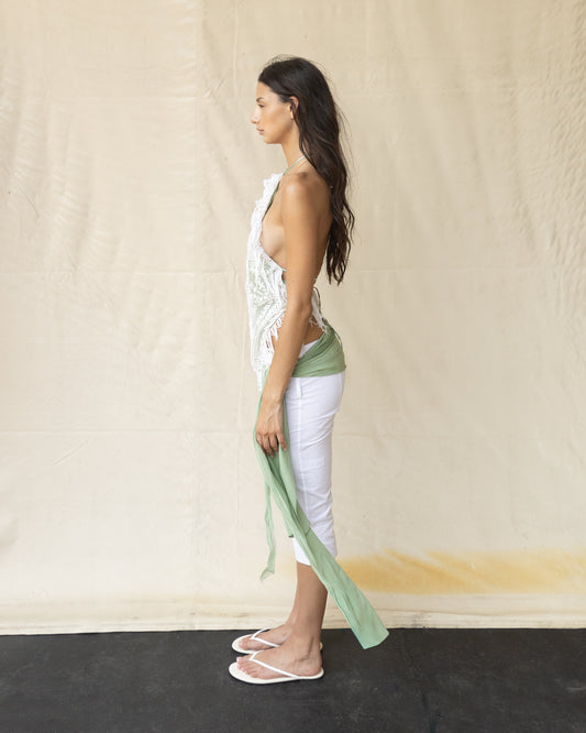 Top de Lace de Algodón con Seda