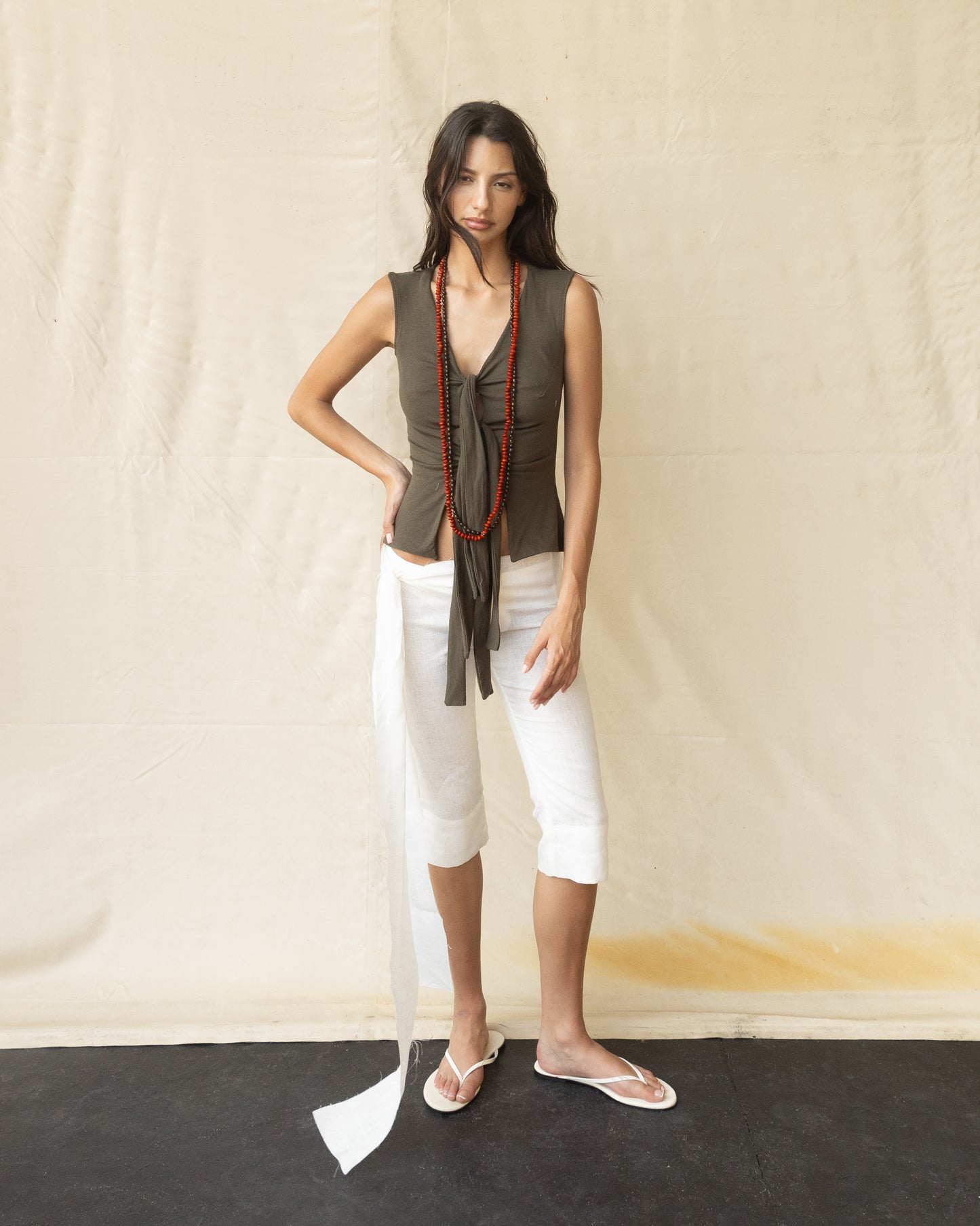 Low Waist Capris de Lino