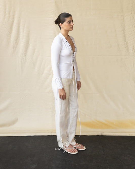 Pantalón Cairo de Lino con Ojillos Mujer