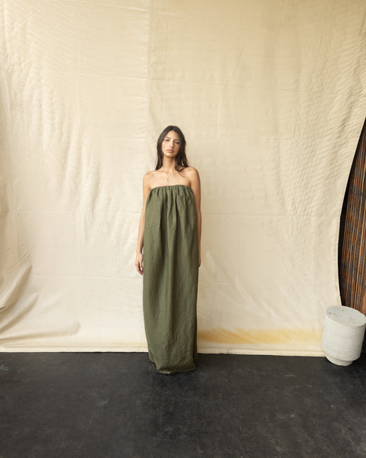 Vestido Fruncido de Lino