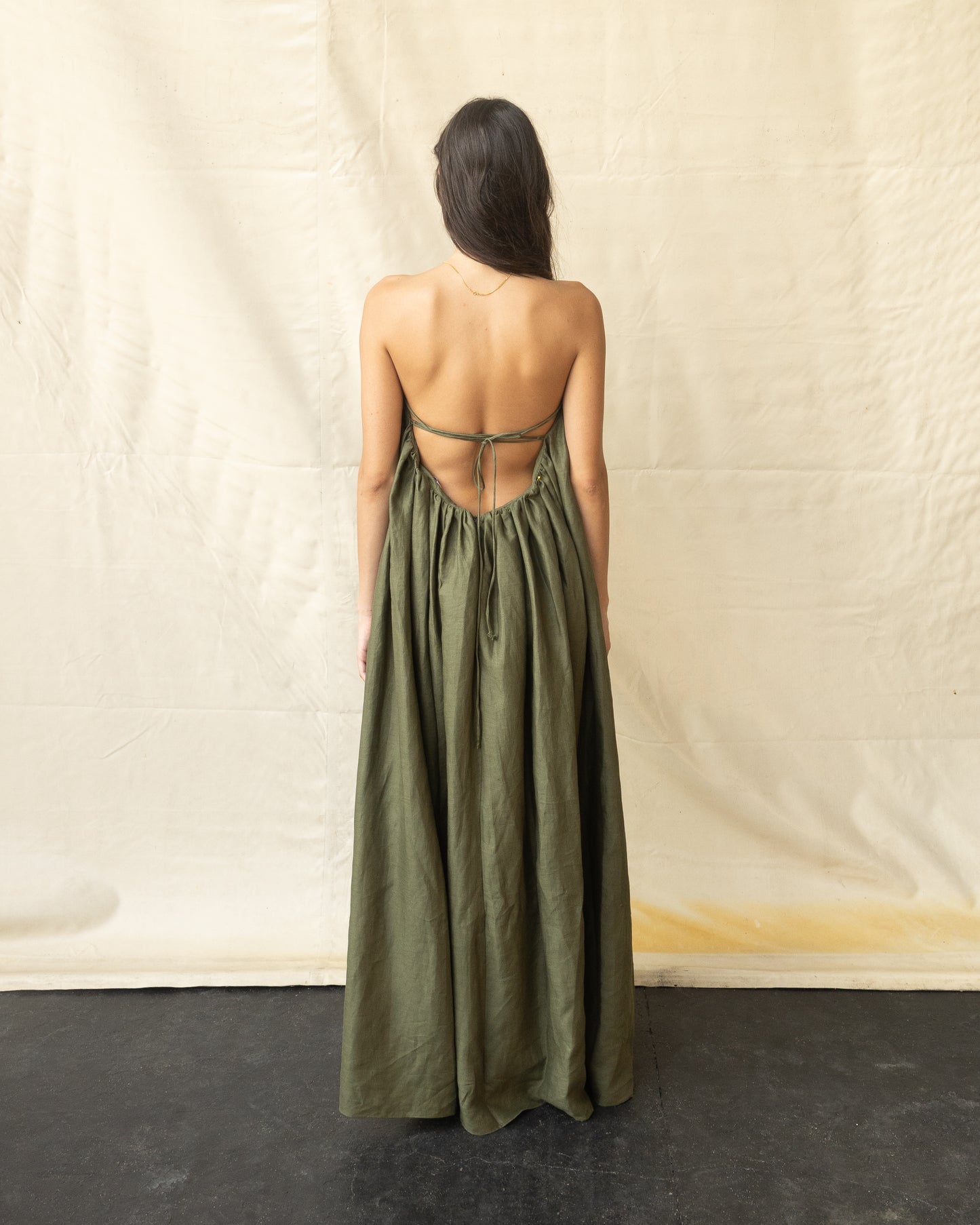 Vestido Fruncido de Lino