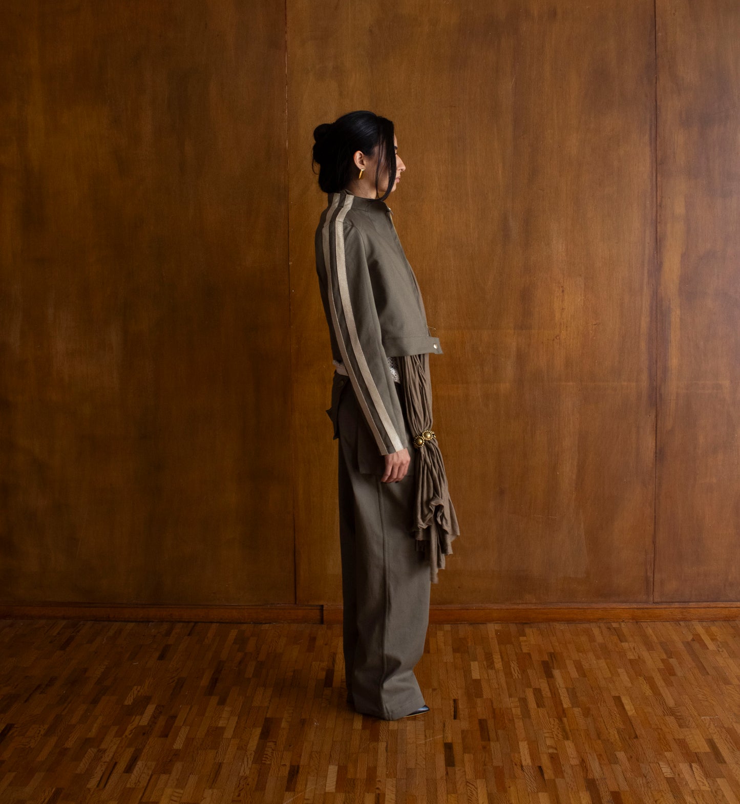 Chamarra Cropped Militar