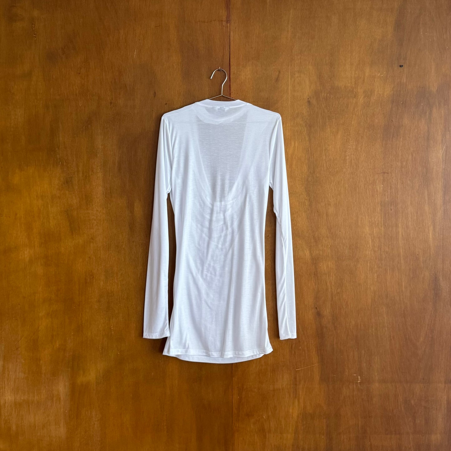 Cowl Long Sleeve T-Shirt White