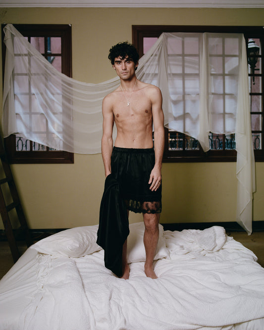 Boxers de seda con encaje