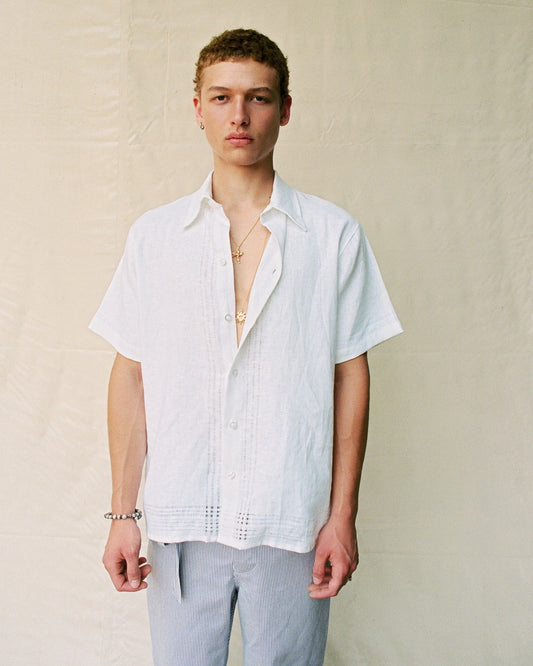 Camisa de Lino de Manga Corta