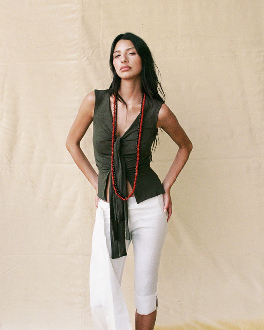 Low Waist Capris de Lino