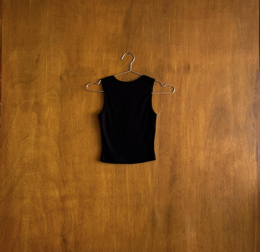 Pleated Star Tank Top in Black 
