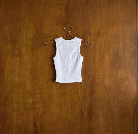 Pleated Star Tank Top in White 