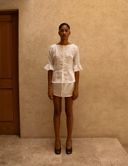 Pleated Linen Blouse