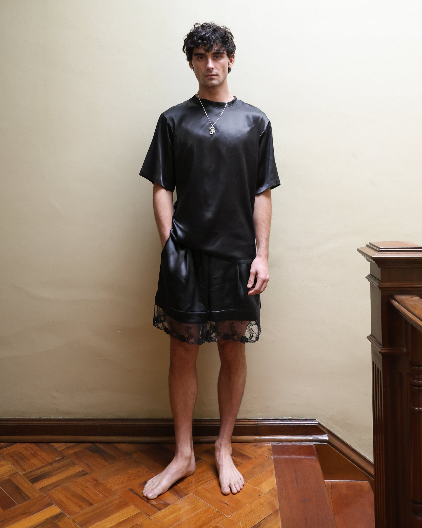 Boxers de seda con encaje