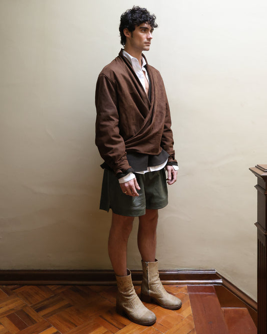 Chamarra Cruzada de Gamuza