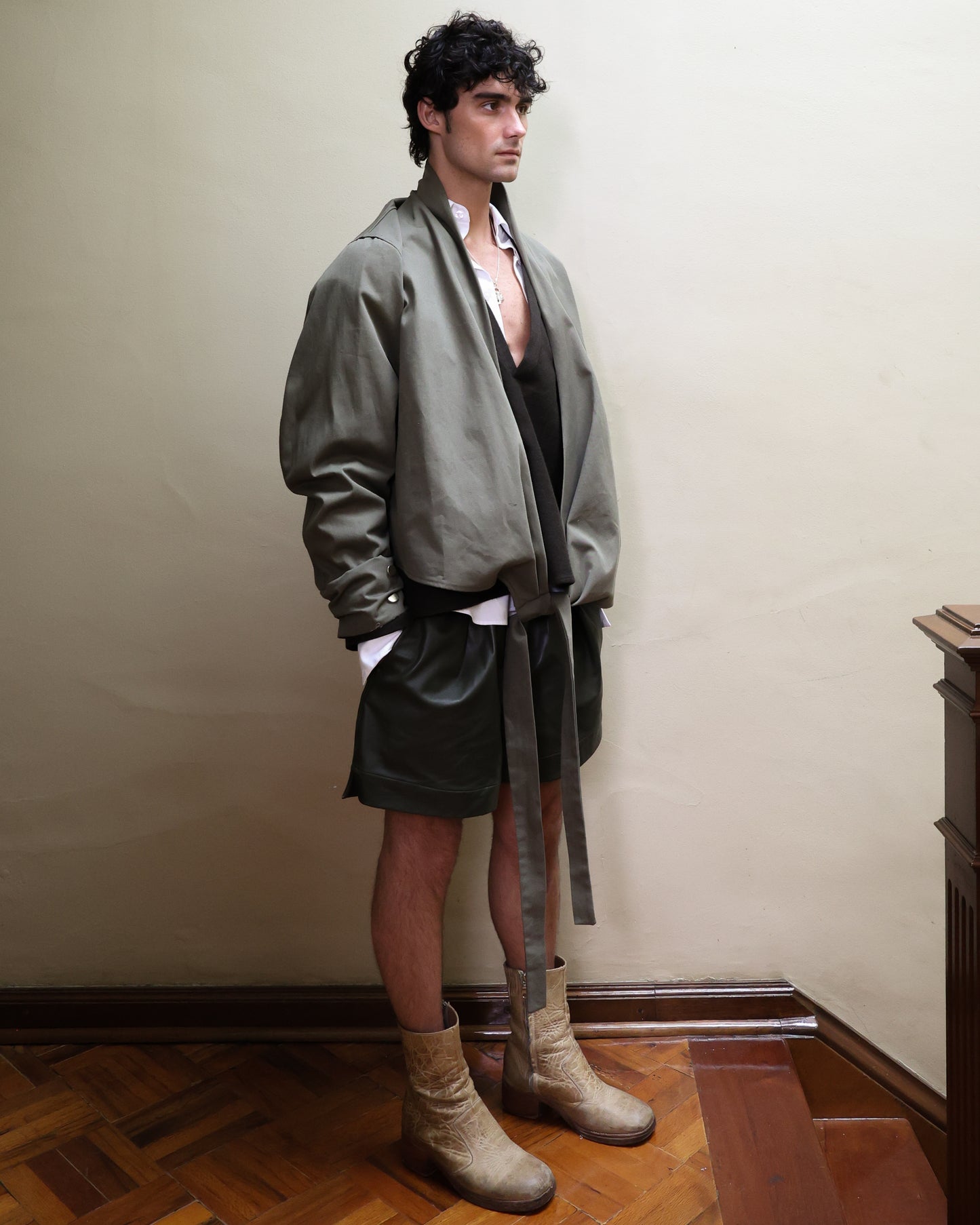 Chamarra Cruzada de Gabardina