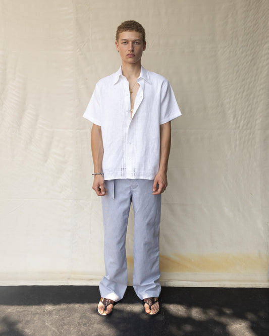 Camisa de Lino de Manga Corta