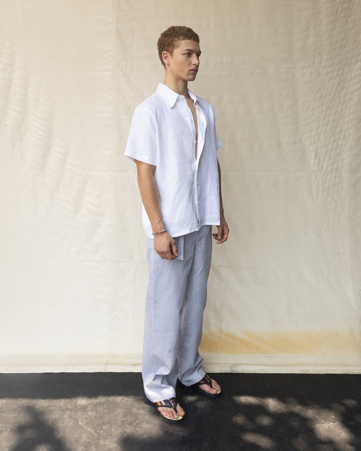 Camisa de Lino de Manga Corta