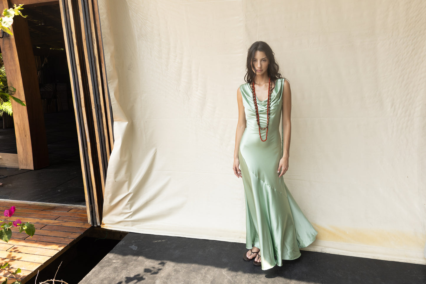 Vestido Drapeado Largo