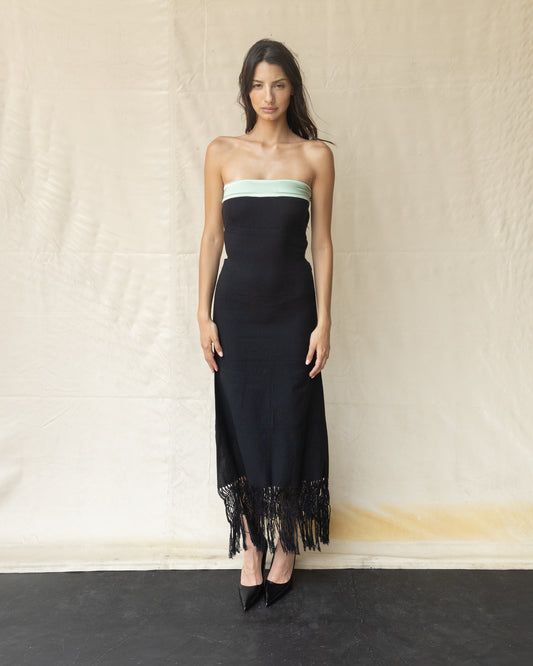 Vestido de Algodón Tejido con Seda