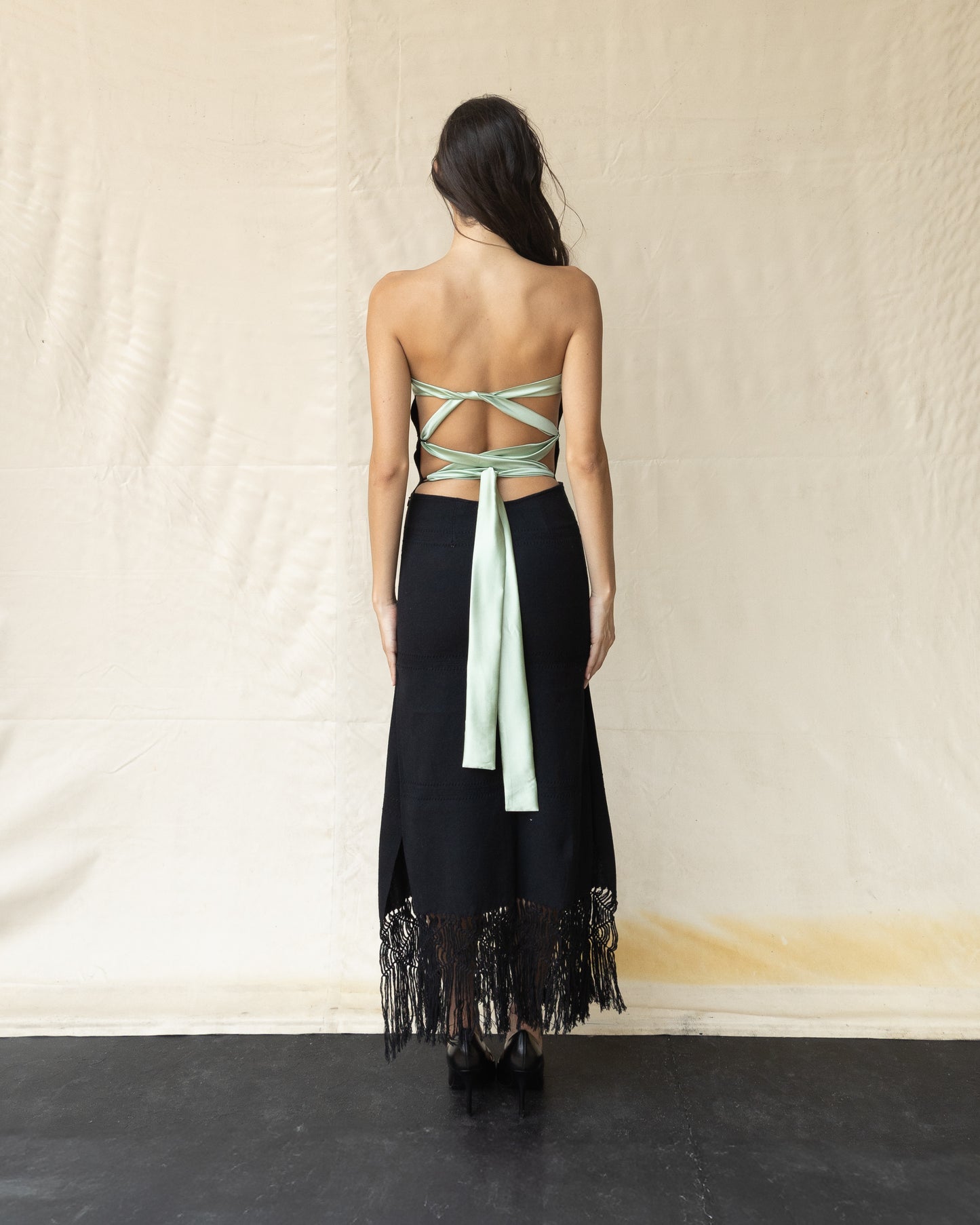 Vestido de Algodón Tejido con Seda