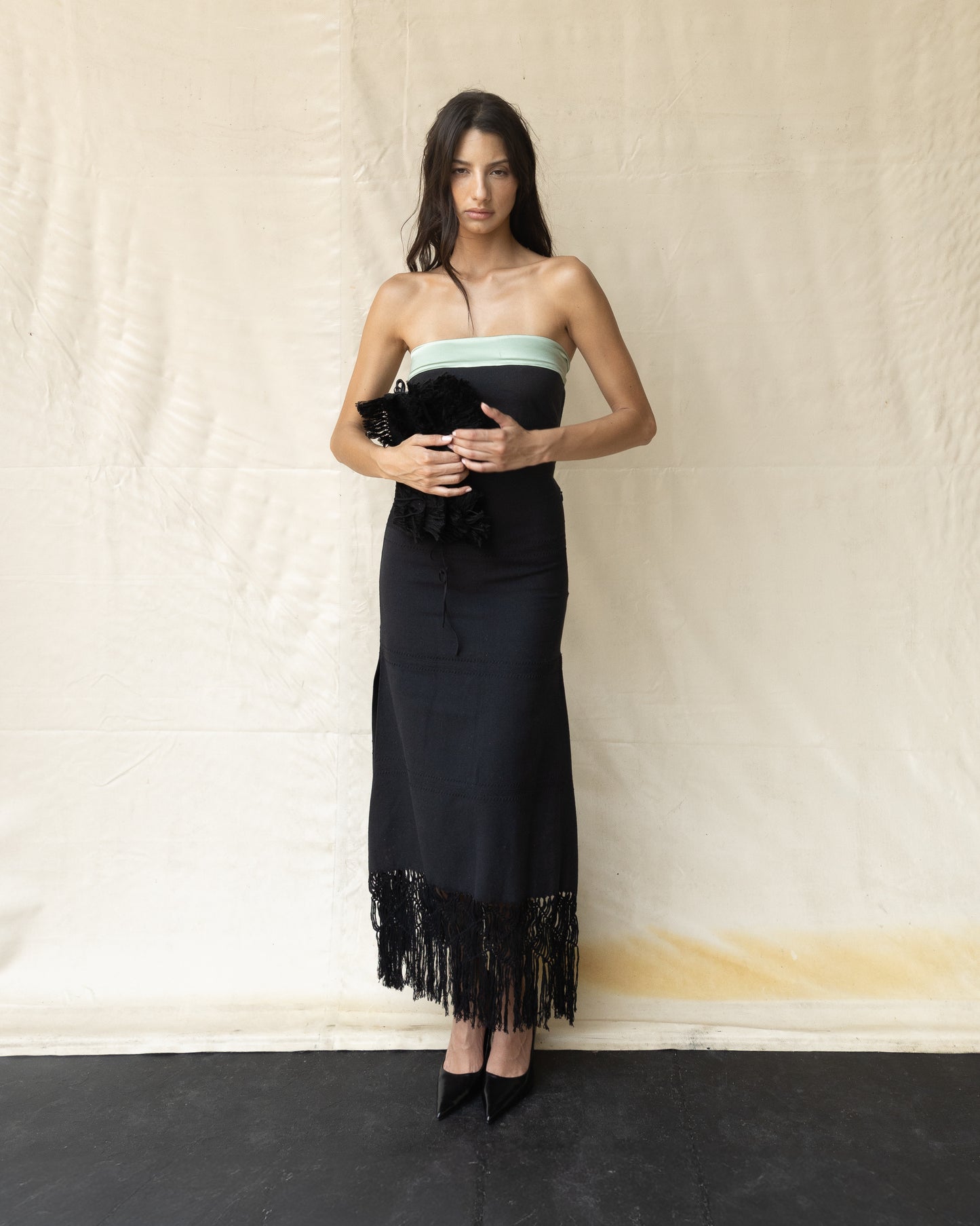 Vestido de Algodón Tejido con Seda