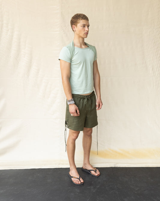Linen Shorts with Eyelets