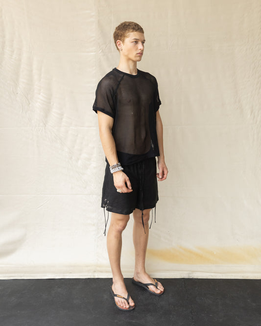 Linen Shorts with Eyelets