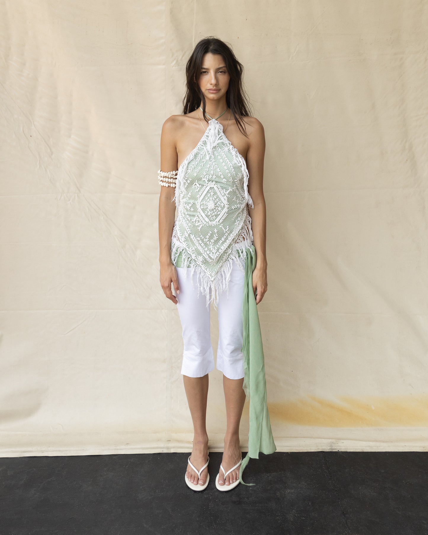 Top de Lace de Algodón con Seda