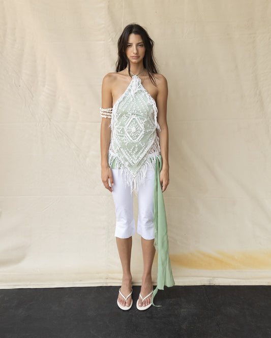 Top de Lace de Algodón con Seda