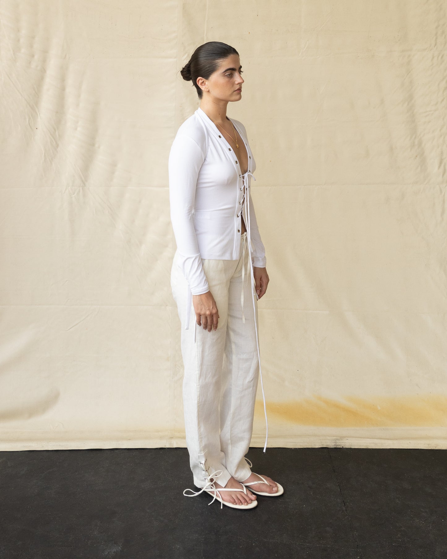 Pantalón Cairo de Lino con Ojillos Mujer