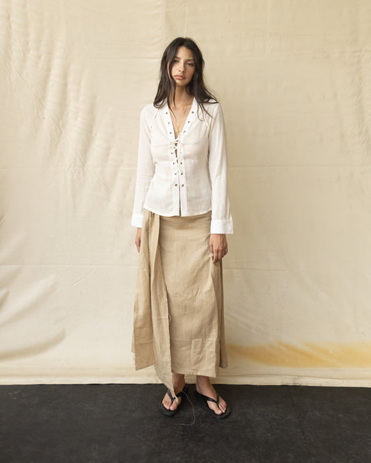 Camisa de Manta con Ojillos Mujer