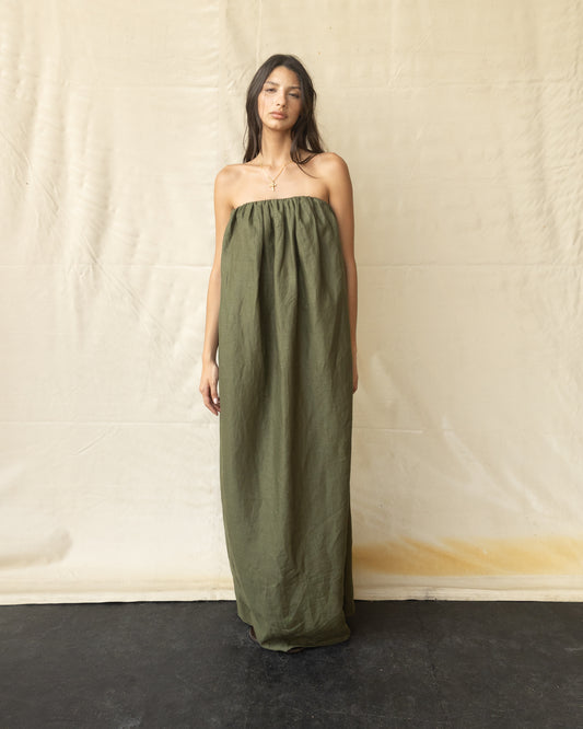 Vestido Fruncido de Lino