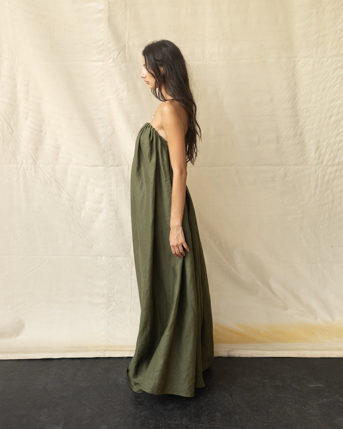Vestido Fruncido de Lino