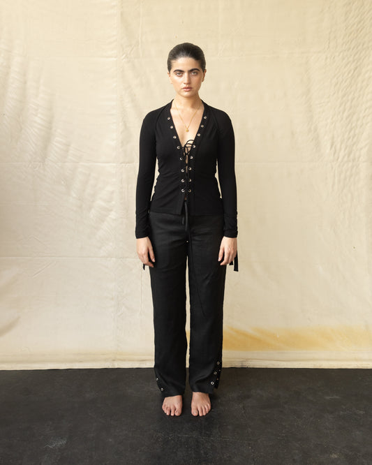 Pantalón Cairo de Lino con Ojillos Mujer
