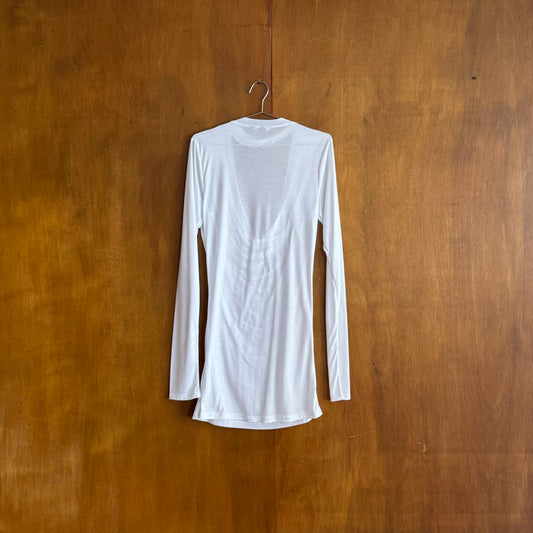 Cowl Long Sleeve T-Shirt White